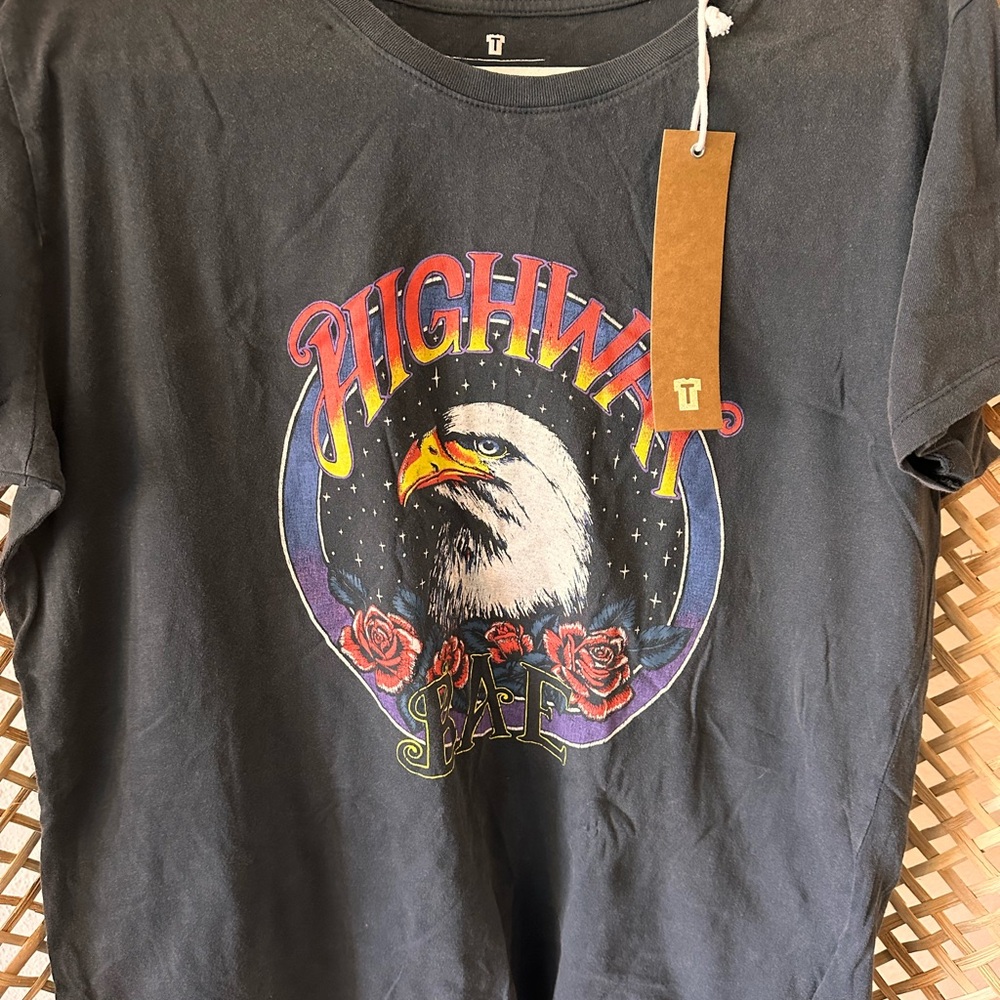 Black Graphic Tee with Eagle Design